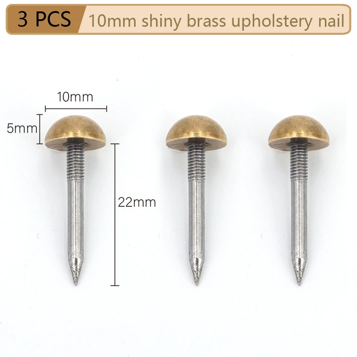 Round Dome Solid Brass Upholstery Nails