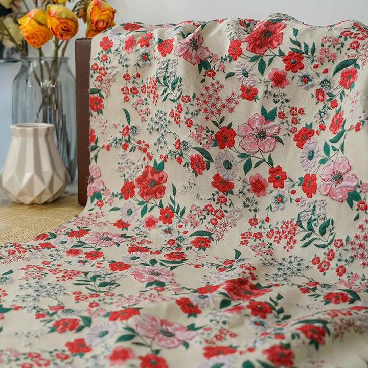 Mino Poppy Floral Woven Jacquard Fabric