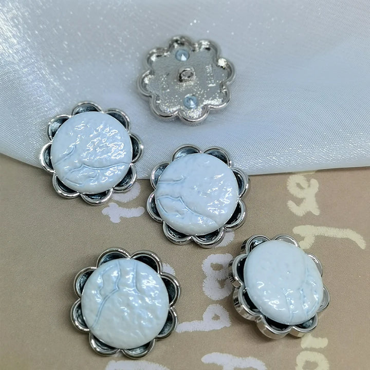 Faheao Camellia Flower Resin Button - 6 PC