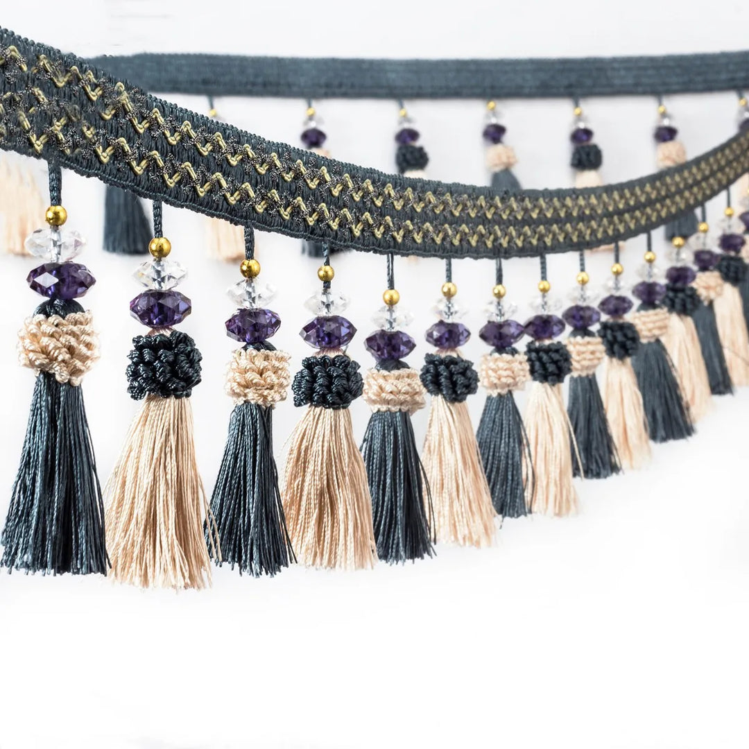 6 Yards / 8 Colors / Pacome Beaded Ball Tassel Fringe Trim