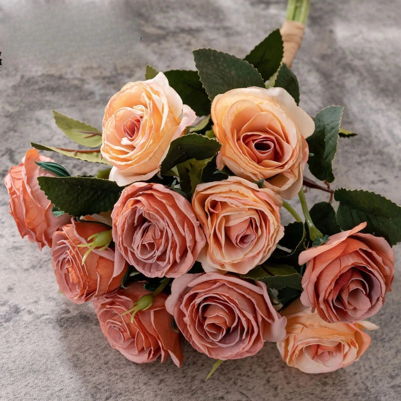 Brio 17 Inch Artificial Burnt Edge Rose Bouquet