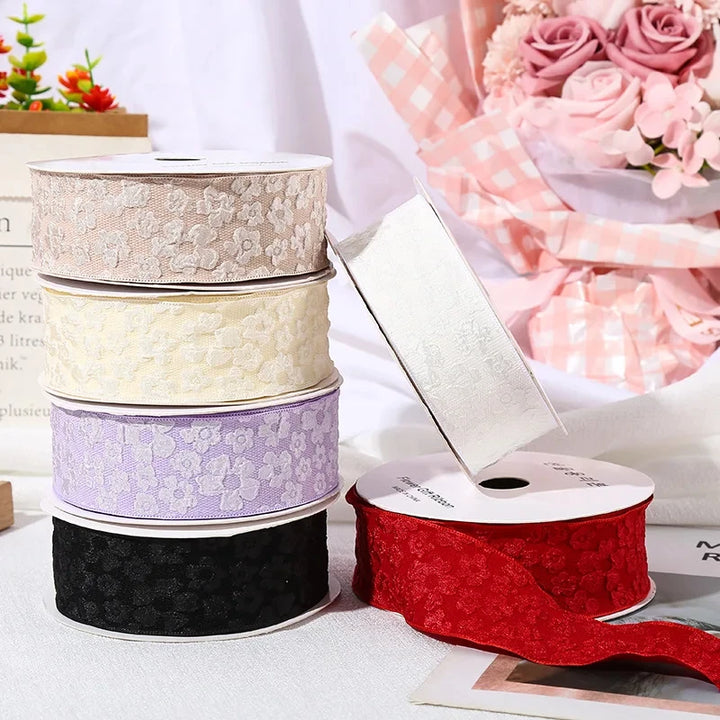 10 Yards / 3D Flower Wrinkle Embossment Ribbon