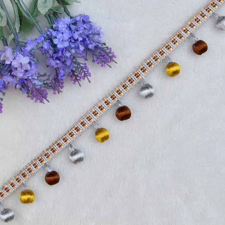 Tolore Pompom Beaded Fringe Trim