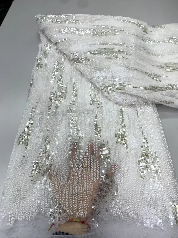 5 YARDS / 9 COLORS / Emberis Beaded Embroidery Bridal Mesh Lace Fabric