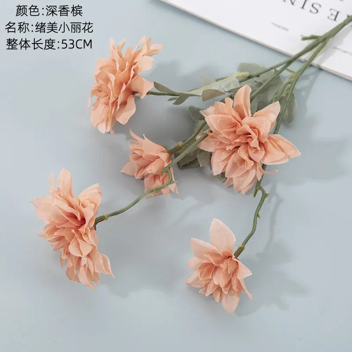 Glimmer 5 Head Artificial Flower Dahlia Flower