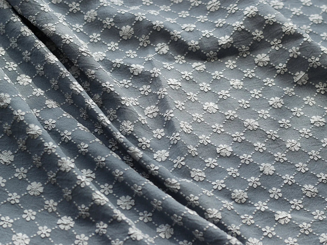 Benin Geometric Small Flower Embossed Bubble Jacquard Fabric