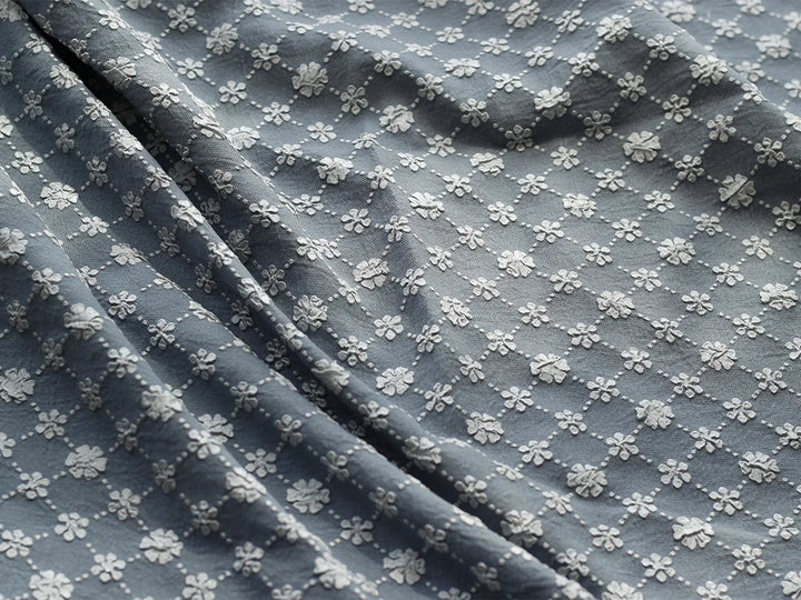 Benin Geometric Small Flower Embossed Bubble Jacquard Fabric