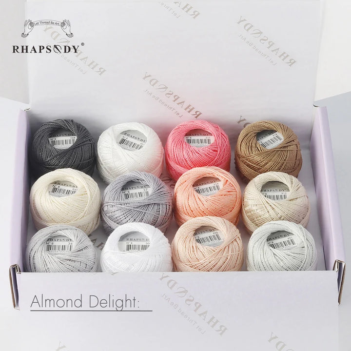 12 Roll / 100% Egyptian Cotton Crochet Thread Set