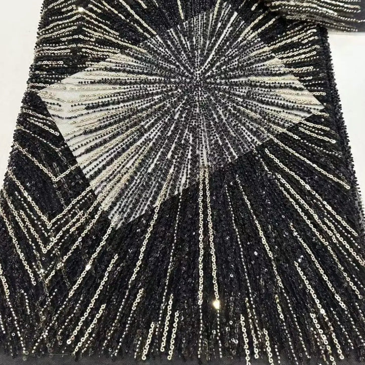 5 YARDS / 5 COLORS / IERICHO Sequin Beaded Embroidery Glitter Mesh Dress Lace Fabric