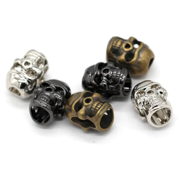 Skull Drawstring Metal Alloy Cord End Cap - 5 PC