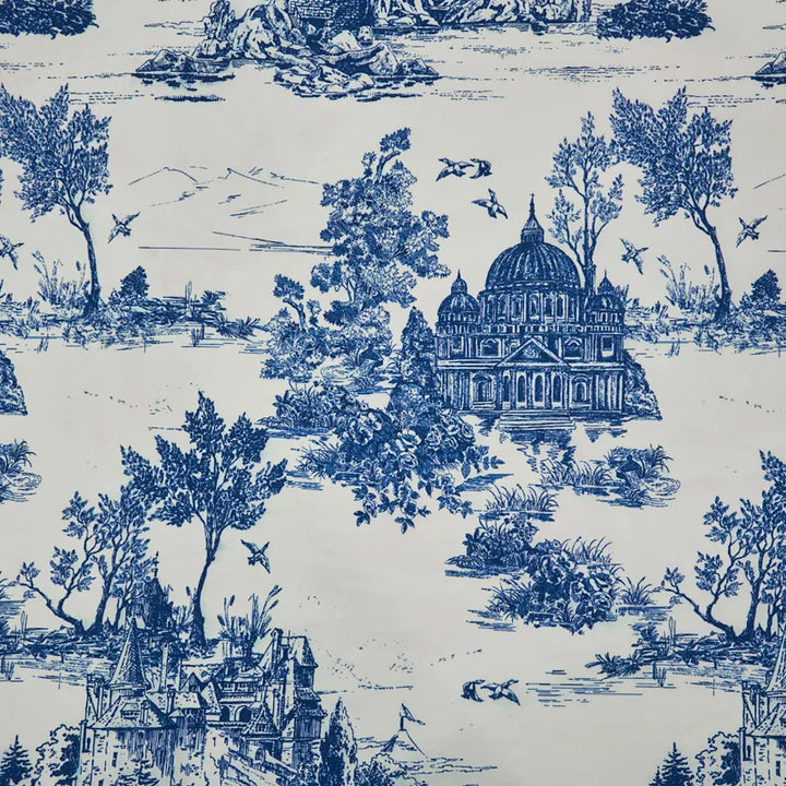 2 COLORS / Julese Lightweight 100% Cotton Printed Castle Scenery Toile Fabric