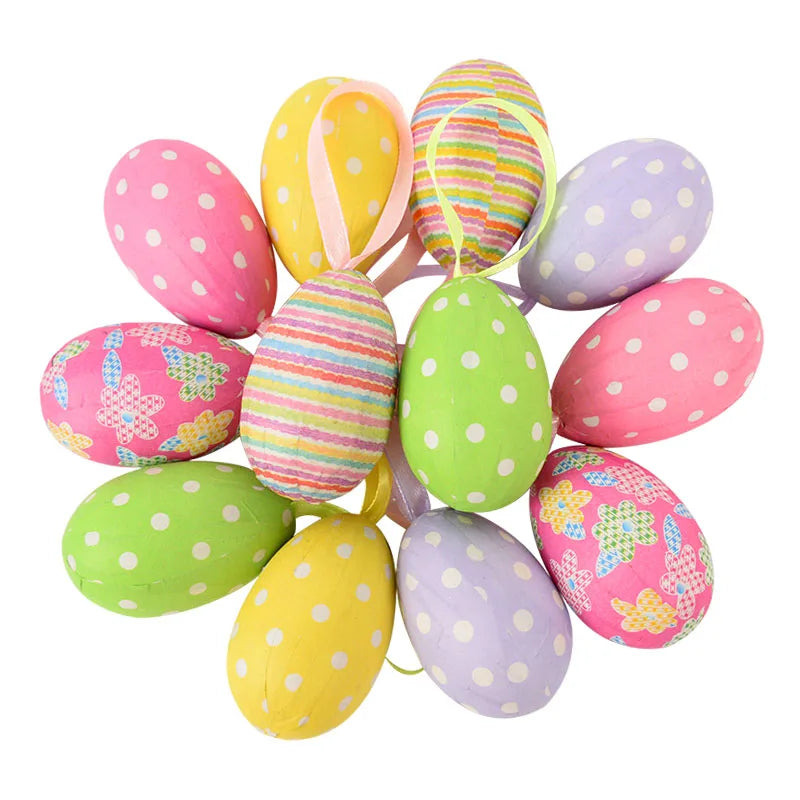 Asherly Easter Painted Foam Eggs Ornaments