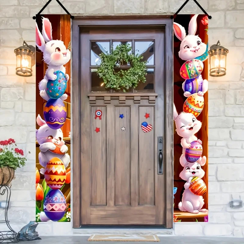 Happy Easter Bunny Friends Door Banner / 2PC