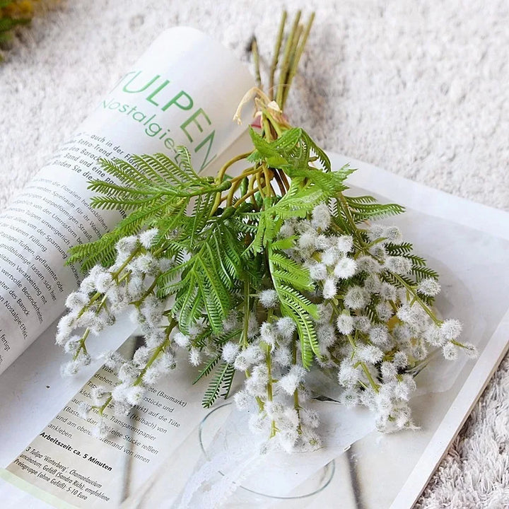 Floris 14 Inch Artificial Acacia Mimosa Faux Flower