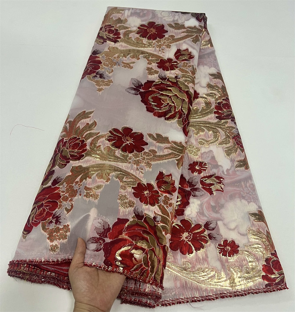 floral silk fabric for dresses Floral Metallic Italian Silk Jacquard
