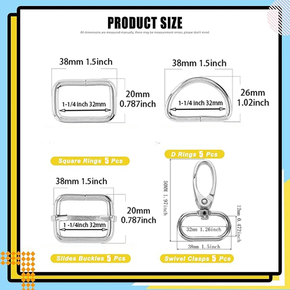 20 SET /  Metal Belt Buckle D Ring Set