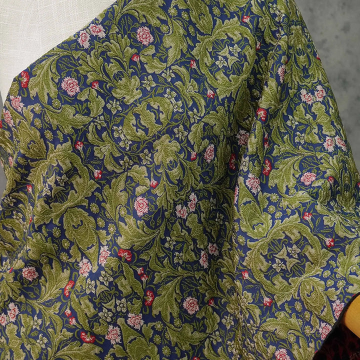 Pinots Dark Green Embossed Jacquard Fabric