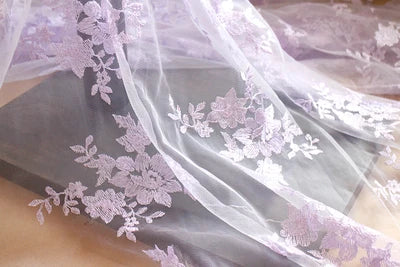 Kivaos Embroidery Tulle Lace Fabric