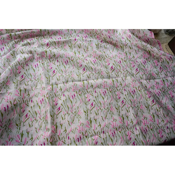 Challess Peach Pink Flower Jacquard Fabric