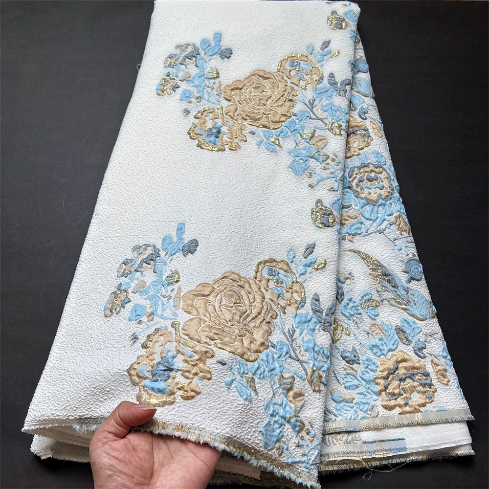 5 YARDS / 7 COLORS / Mari Blooming Roses Viscose Jacquard Woven Fabric for Dresses, Jackets, Suits, Shirts, Skirts Lining