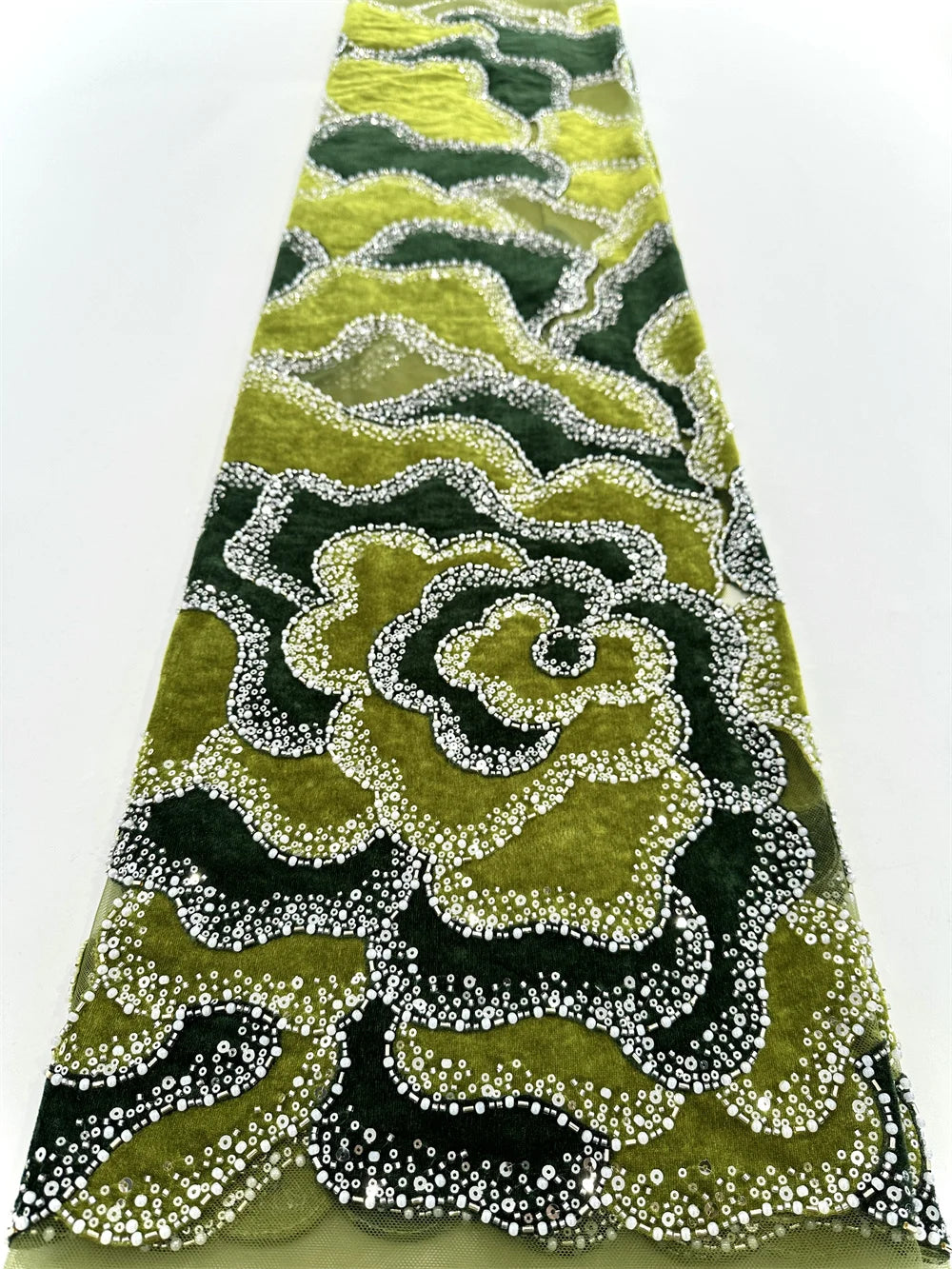 5 YARDS / 6 COLORS / Althéa Beaded Embroidery Bridal Mesh Lace Fabric