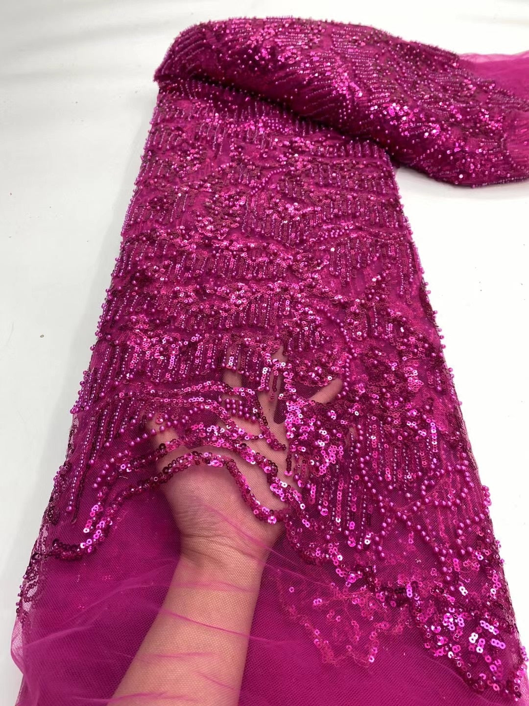 5 YARDS / 13 COLORS / Amir Sequin Beaded Embroidery Glitter Mesh Sparkly Lace Wedding Party Dress Fabric