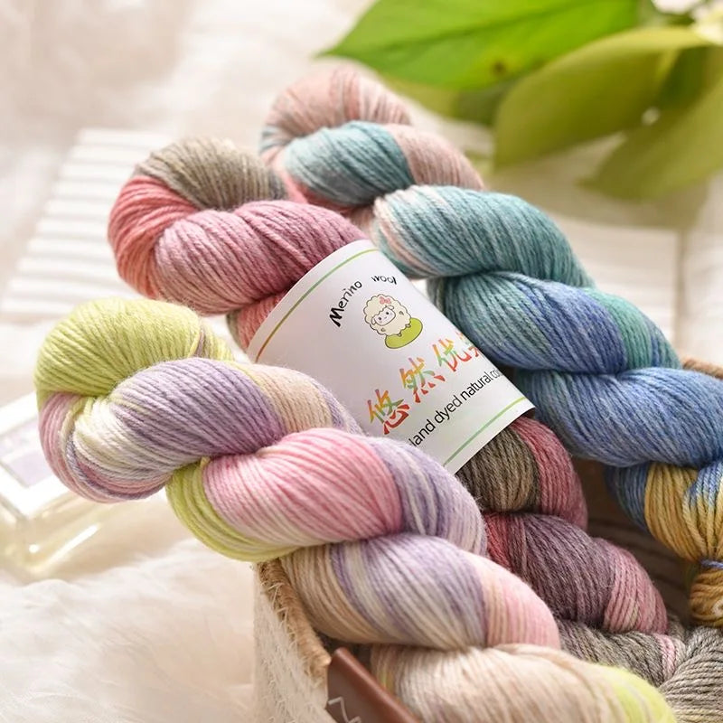 100g Colorful Merino Wool Yarn Handmade Dyed Yarn