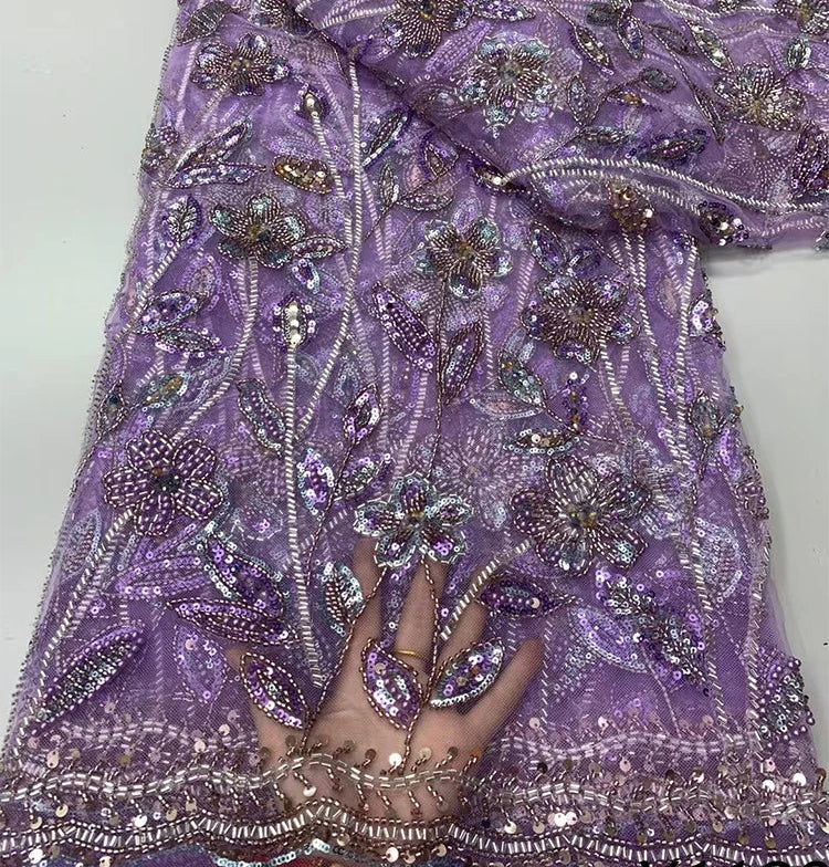 5 YARDS / 8 COLORS / Calixtra Beaded Embroidery Bridal Mesh Lace Fabric