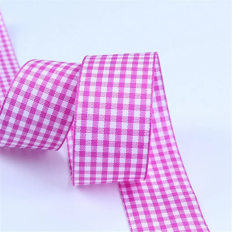 5 Yards / Lattice Plaid Gift Wrapping Polyester Ribbon