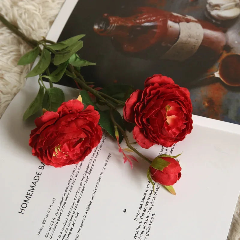 Davia 3 Head Faux Peony Flower