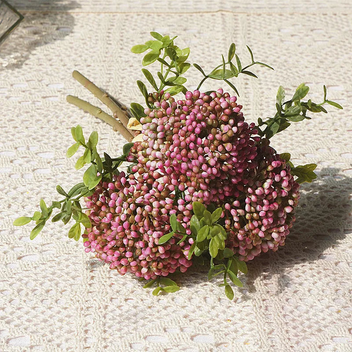 Lina 11 Inch Hydrangea and Oat Grapes Artificial Flower