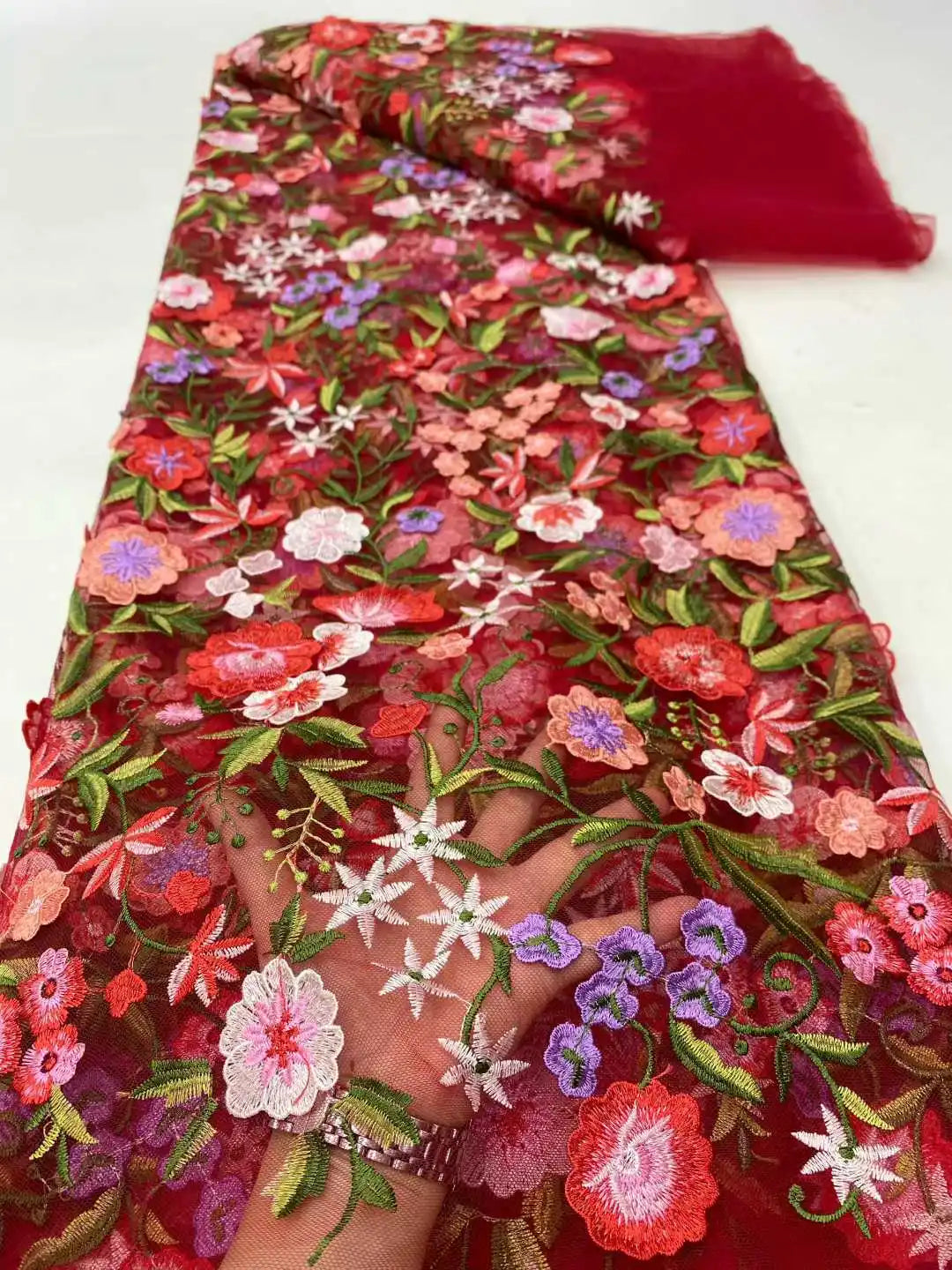 5 Yards / 14 Colors / Etherea Multicolor Flowers Tulle Lace Fabric