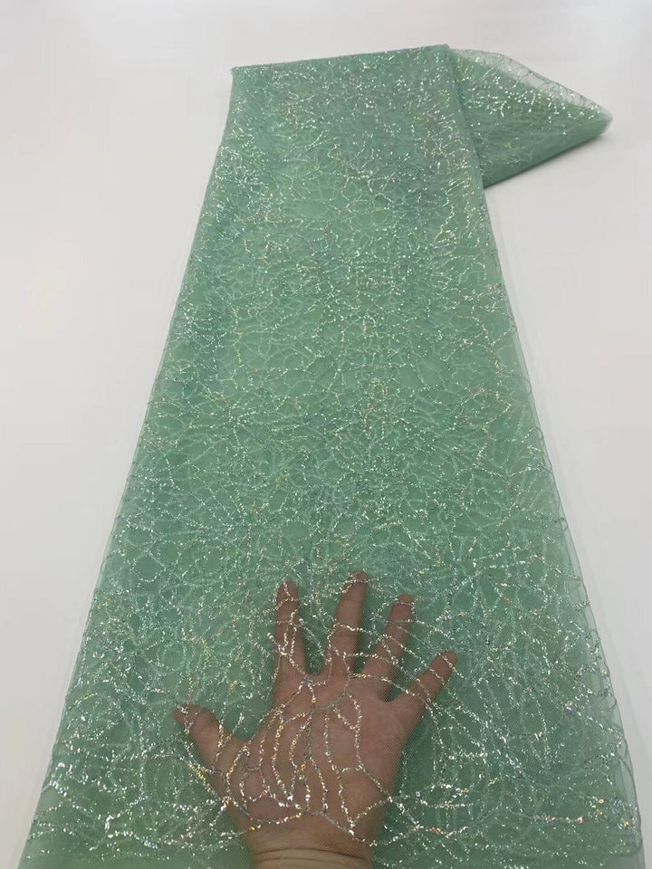 5 YARD / 8 COLORI / Tessuto per abiti da cerimonia nuziale in pizzo scintillante con ricami di perline e paillettes Gabriel