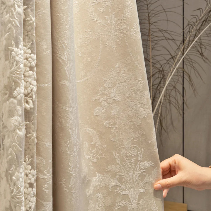 Solasti Cream Floral Jaquard Custom Made Curtain Drapery