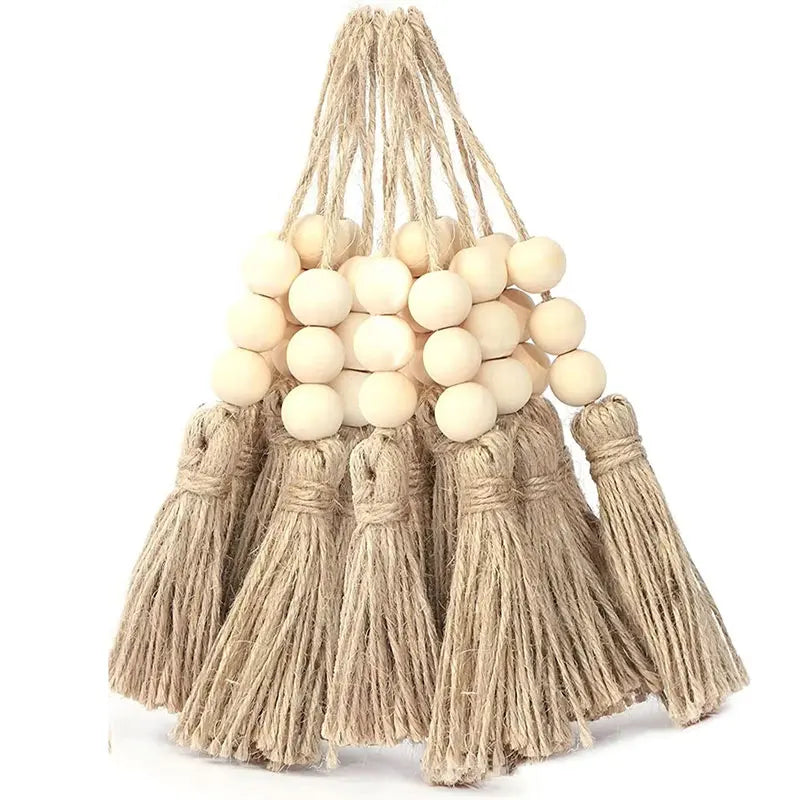 Tasselle Jute Rope Tassels with Wood Beads