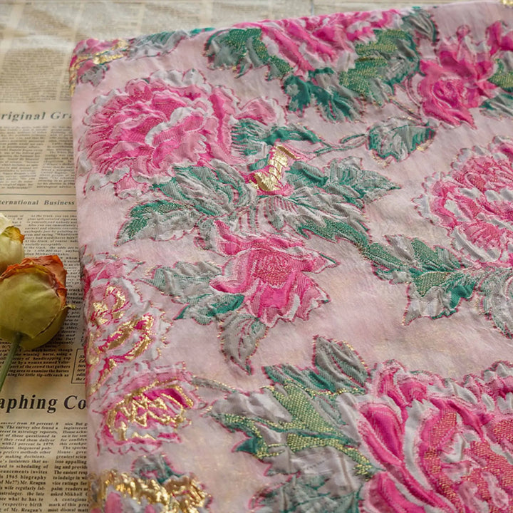 Moemos Pink Floral Woven Jacquard Fabric
