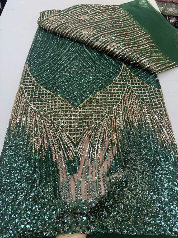 5 YARDS / 8 COLORS / Zeraphiel Beaded Embroidery Bridal Mesh Lace Fabric