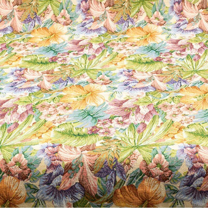 Siela Multicolor Large Floral Flower Printed Jacquard Chenille Fabric