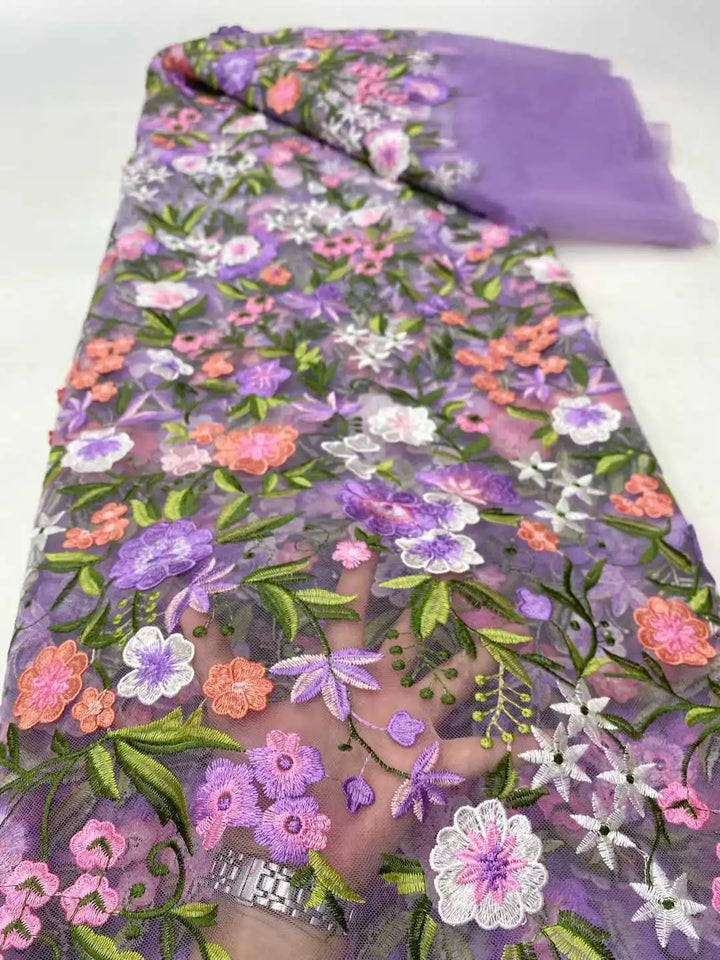 5 Yards / 14 Colors / Etherea Multicolor Flowers Tulle Lace Fabric