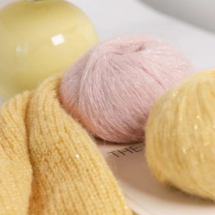50g Golden Sequined Mohair Yarn