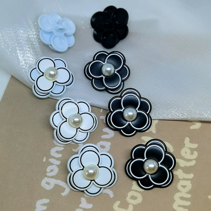 Faheao Camellia Flower Resin Button - 6 PC