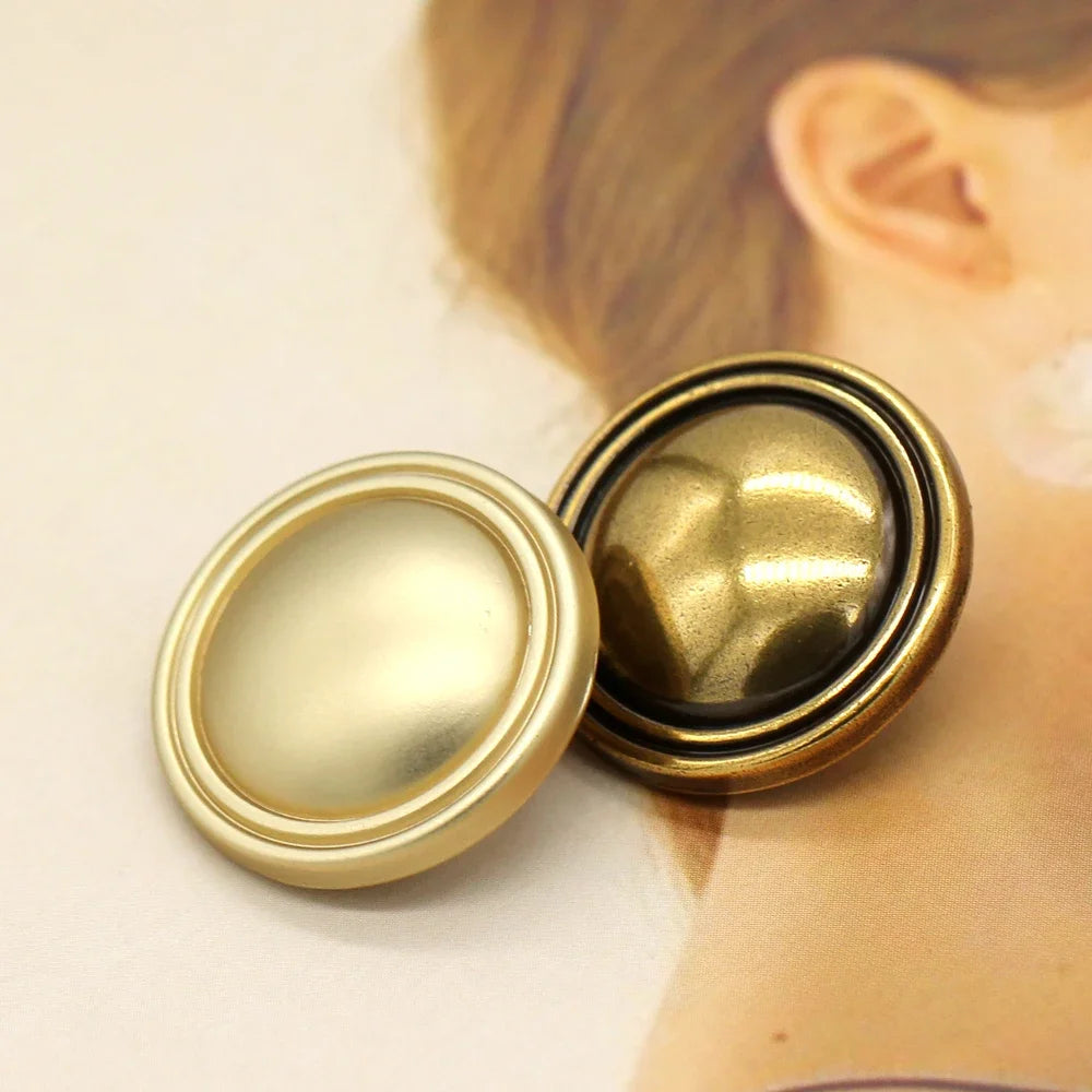 Dsoii 15/18/20/23mm Round Gold Metal Button - 6 PC