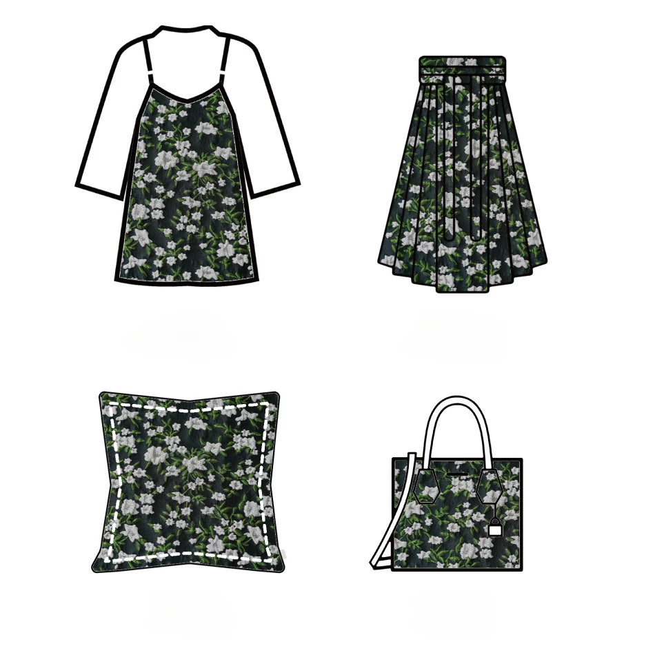 Kajana Black Small Floral Woven Jacquard Fabric