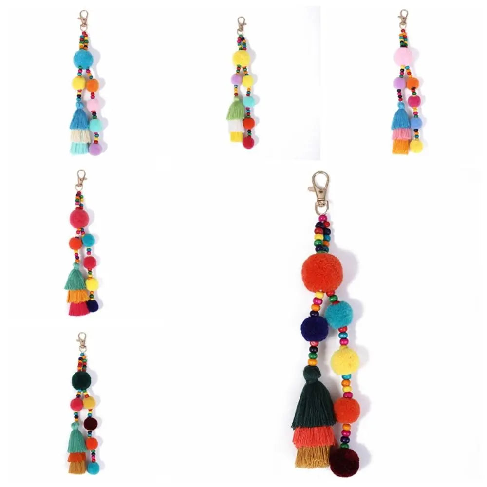 Veloura Boho Pom Pom Gradient Colors Tassels