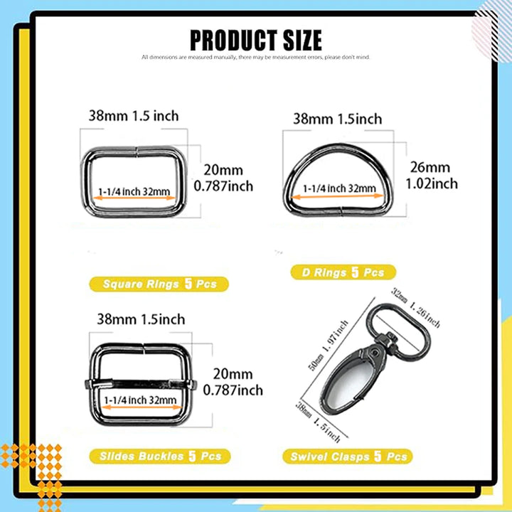 20 SET /  Metal Belt Buckle D Ring Set