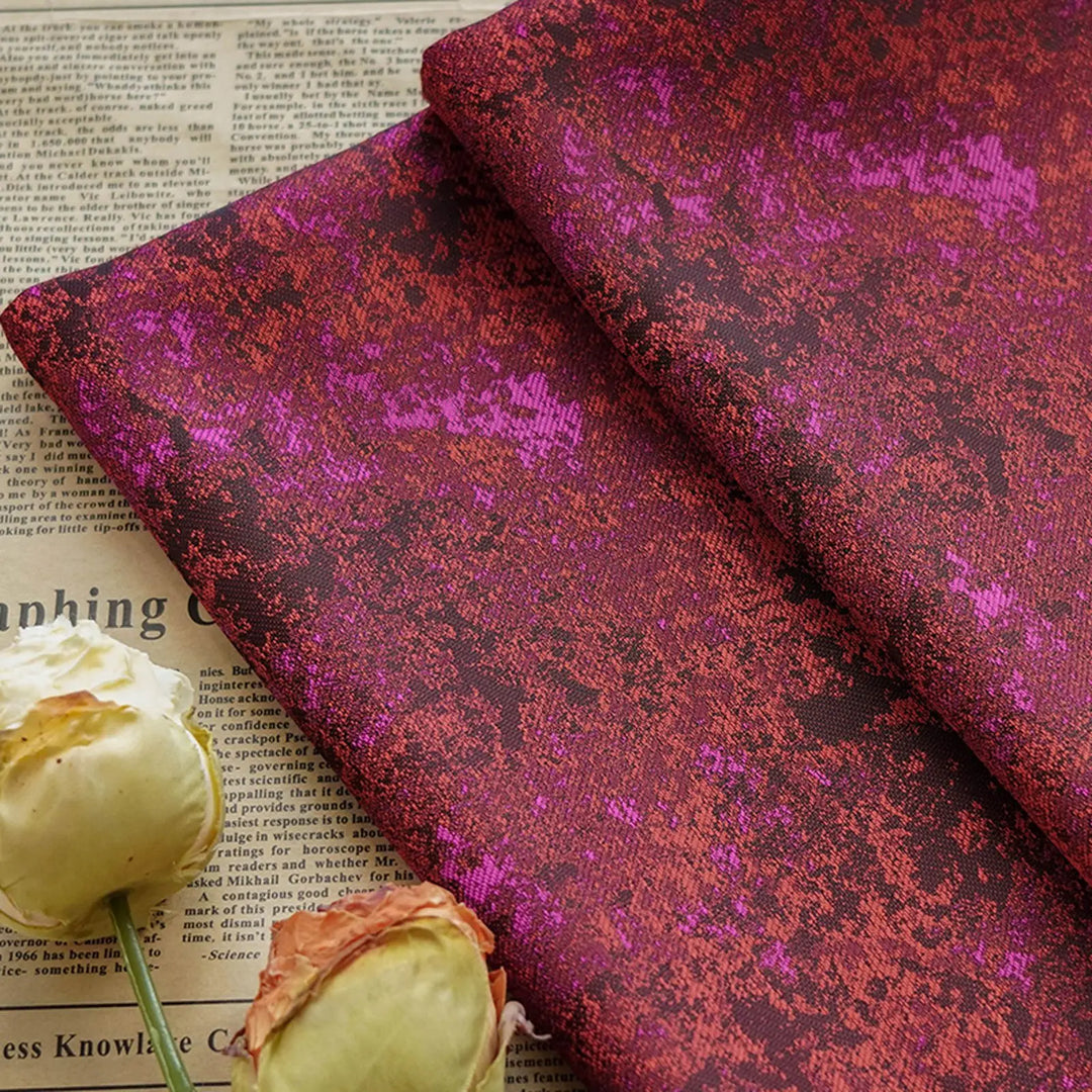 Zayn Purple Red Abstract Jacquard Fabric