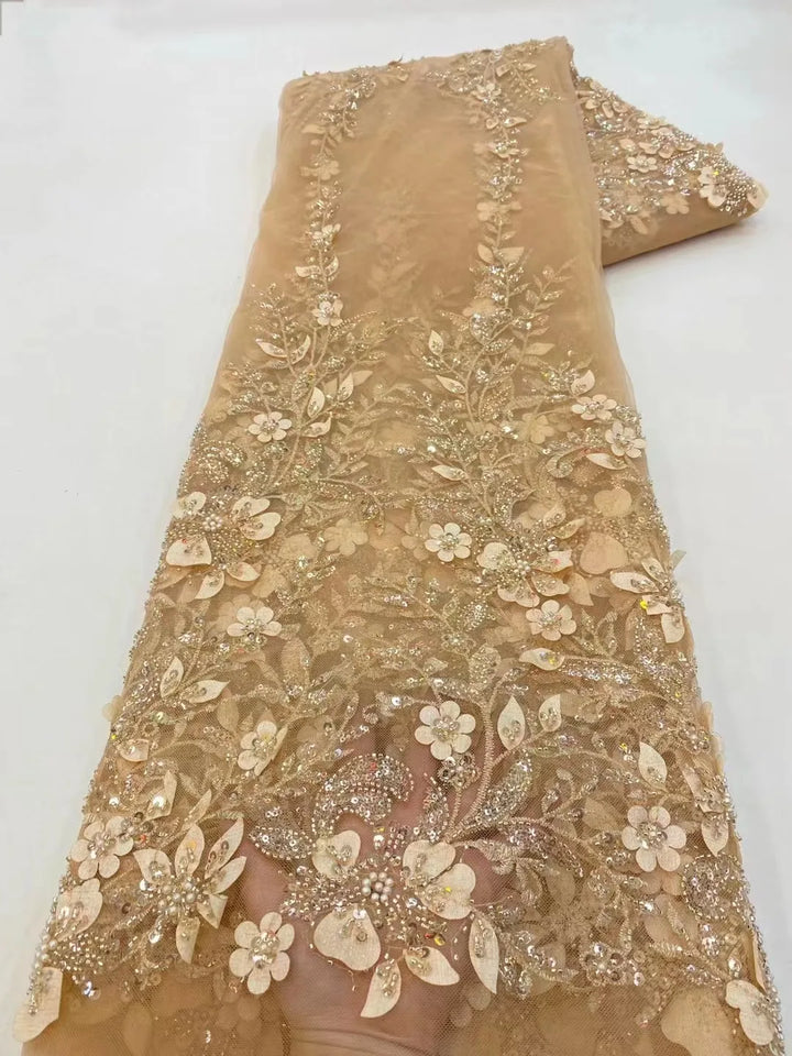 Marcelline Beaded Embroidery Bridal Mesh Lace Fabric