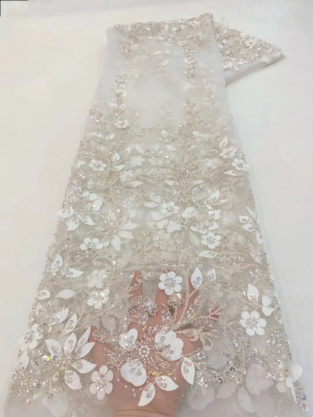 floral sequin tulle dress in white Oscar de La Renta