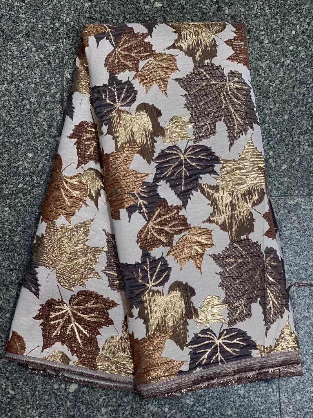 5 YARDS / 8 COLORS / Autumn Leaves Floral Viscose Jacquard Brocade Woven Fashion Jacket Dress Fabric