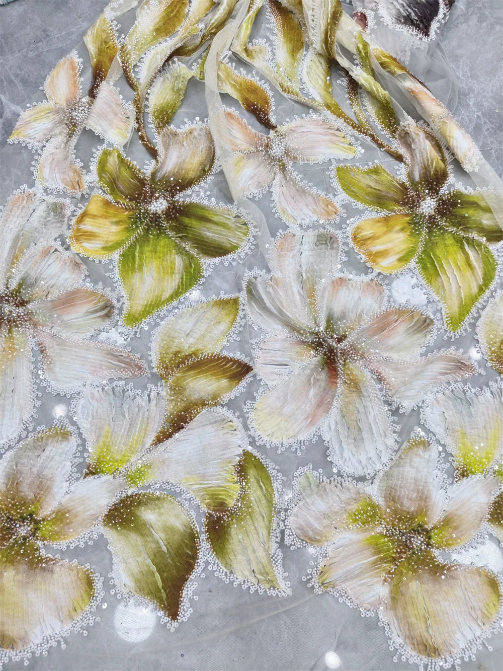 5 YARDS / 4 COLORS / Beauclaire Beaded Embroidery Bridal Mesh Lace Fabric